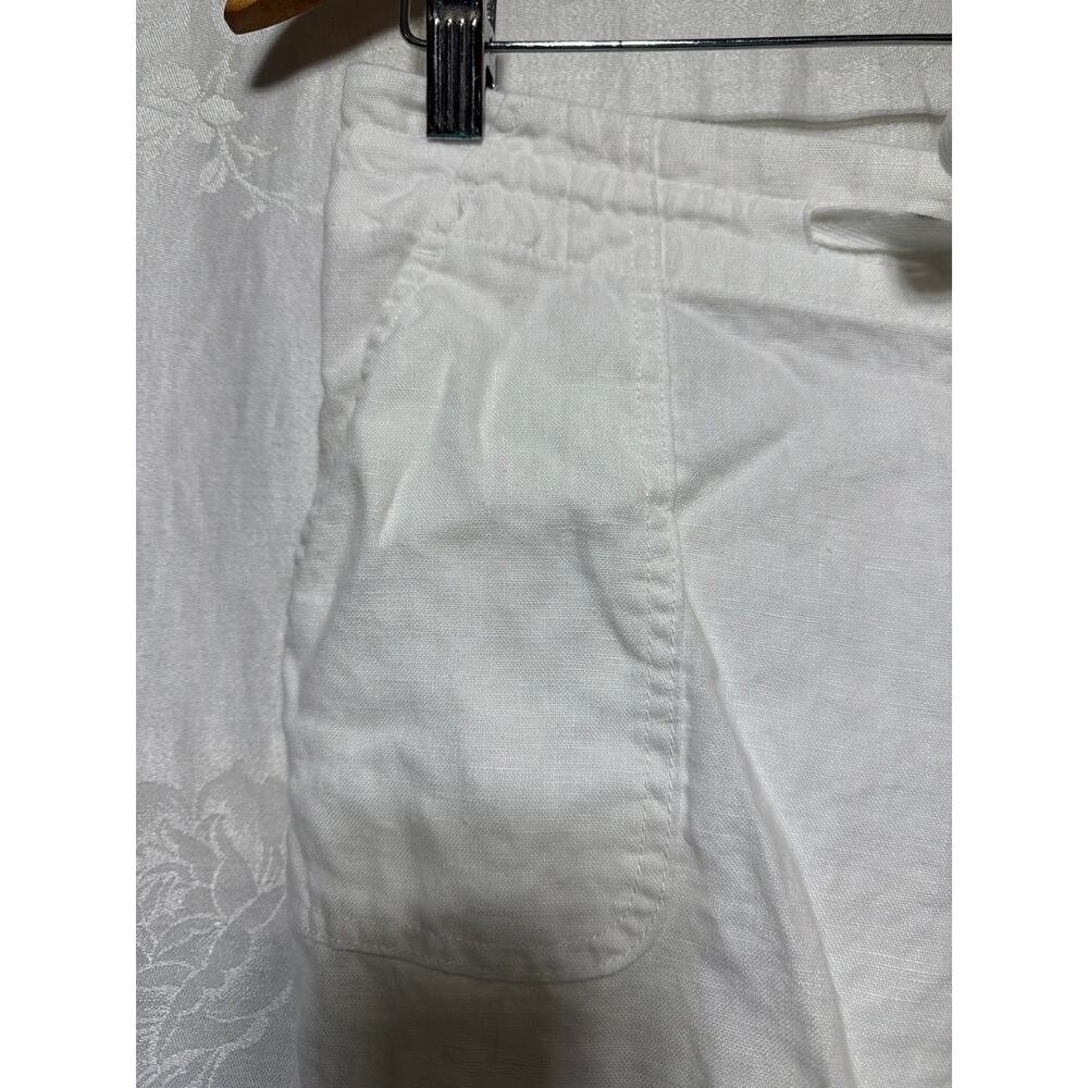 Inc Beach Pants 4 White 100% Linen Zip Ankles Utility Reinforced Knee Tapered - Picture 4 of 11